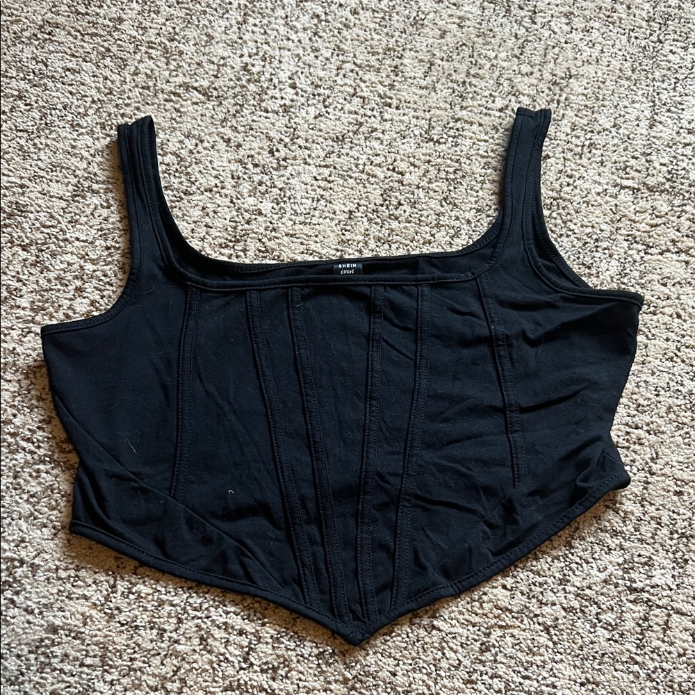 SHEIN Black Structured Crop Top